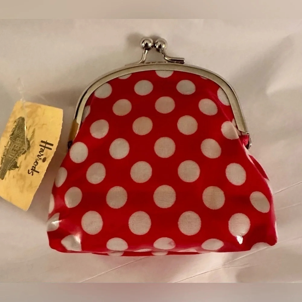 NWT Harrods Red and White Poka Dot Change Purse - Picture 2 of 6